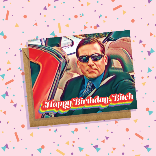 Michael Scott Birthday Card Happy Birthday B*tch The Office (US) Britney Spears Funny NBC Coworkers  Streaming Sitcom
