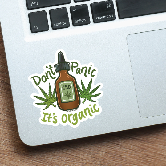 "Don't Panic It's Organic" CBD Oil Vinyl Sticker