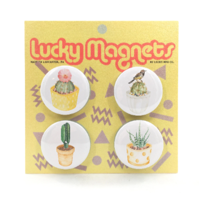 Cacti Button Magnets, Set of 4