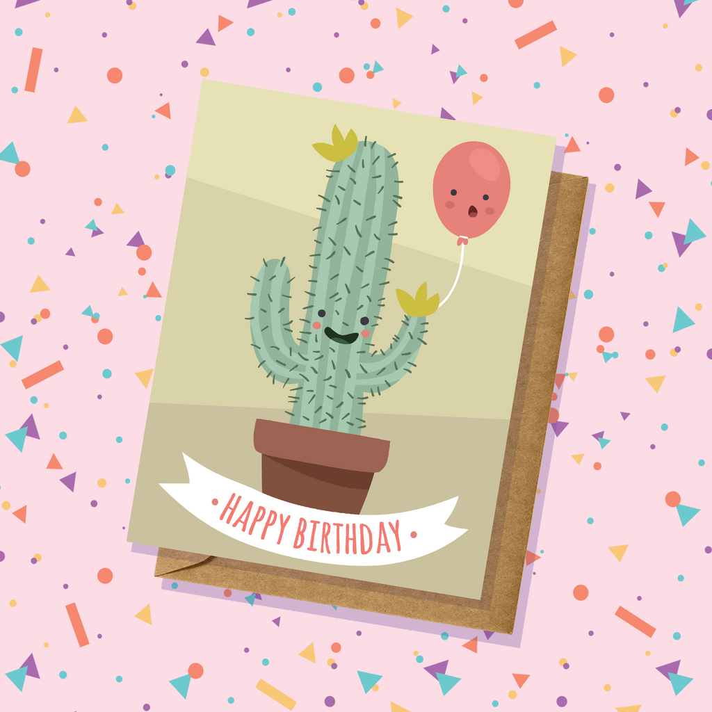 Party Cactus Happy Birthday Card