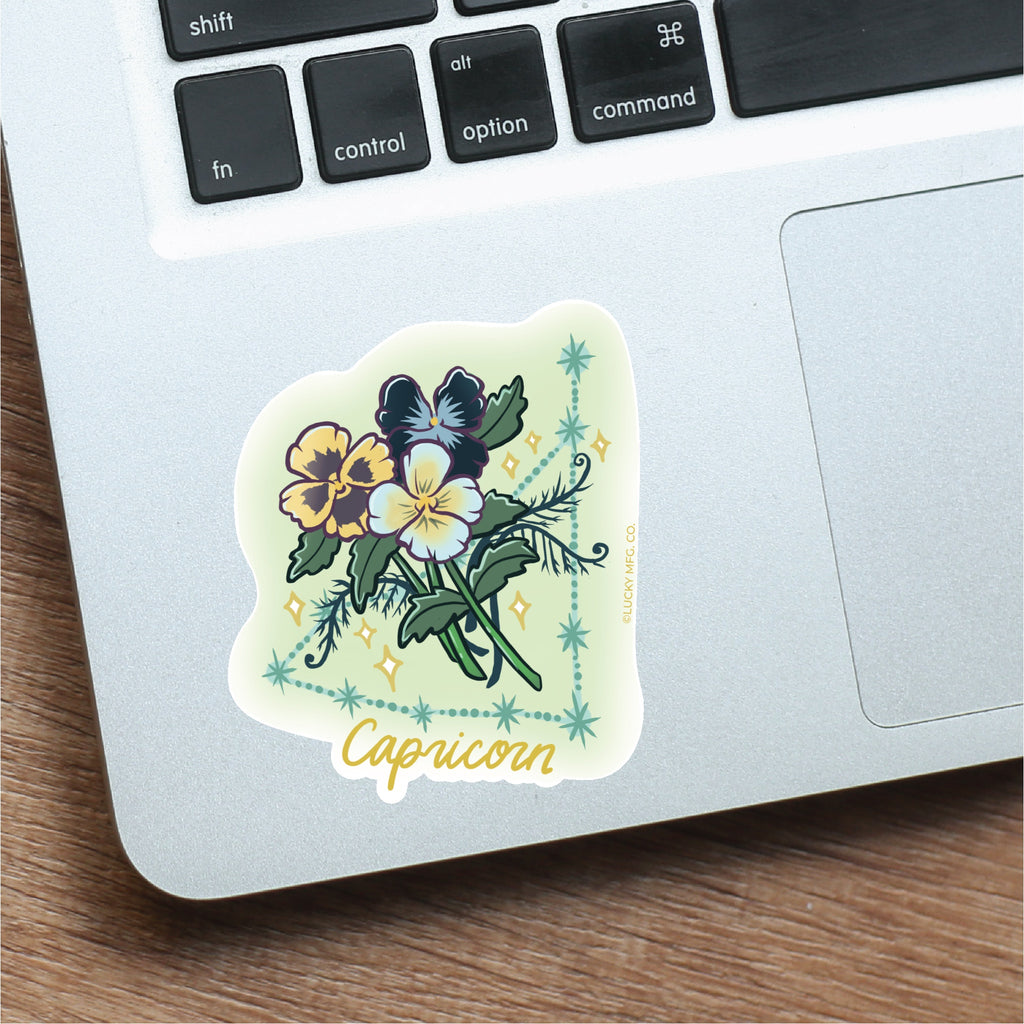 Capricorn Zodiac Flower Vinyl Sticker