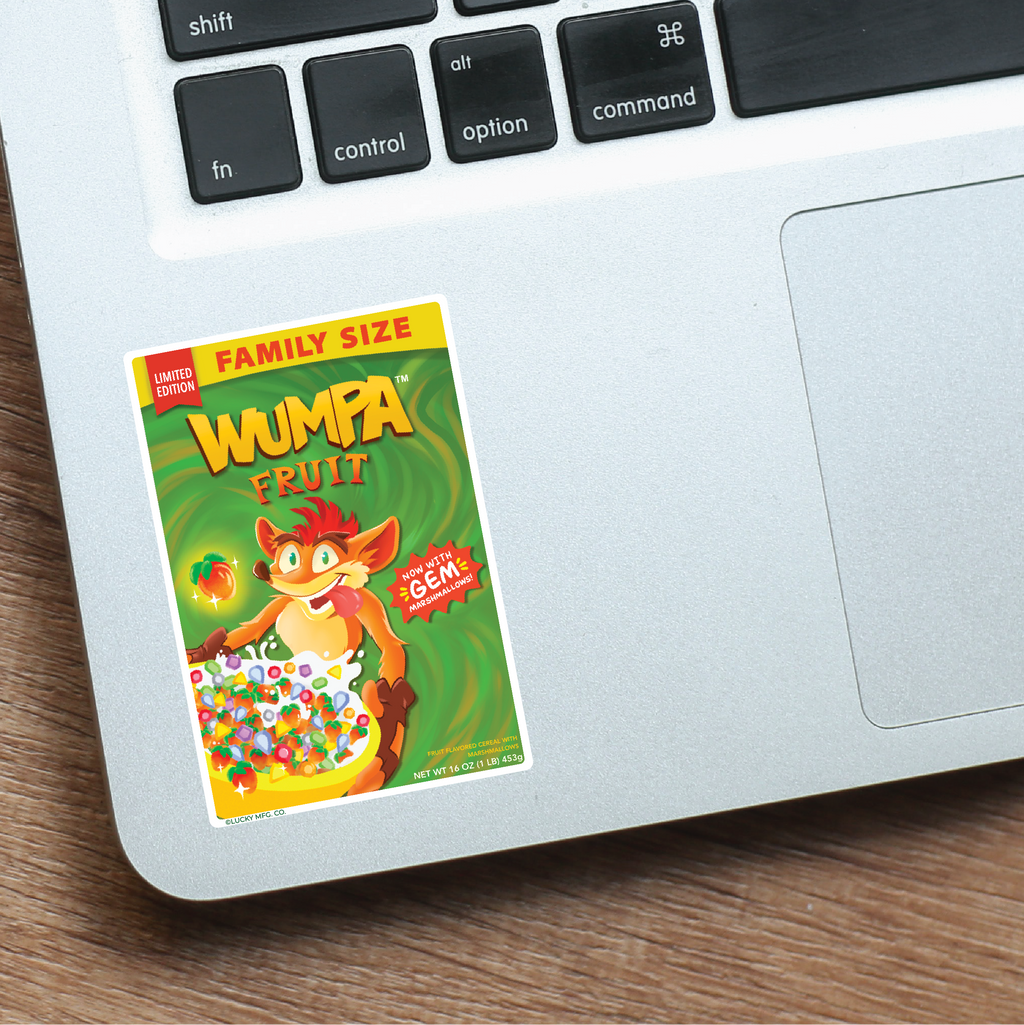 Crash Bandicoot "Wumpa Fruit Cereal" Parody Vinyl Sticker