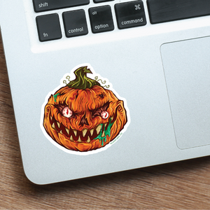 Spooky Pumpkin Illustrated Vinyl Sticker