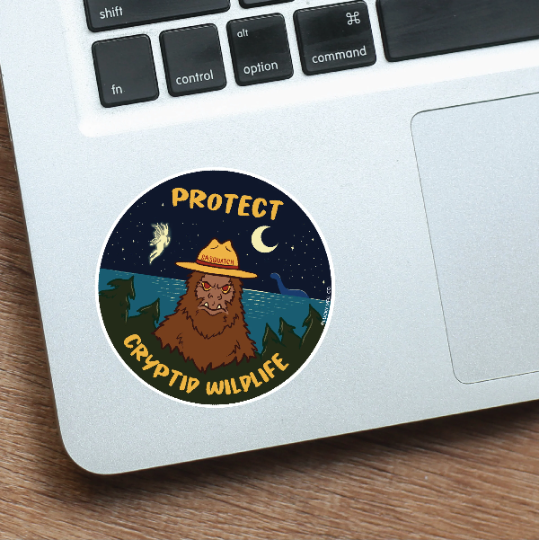 "Protect Cryptid Wildlife" Bigfoot Vinyl Sticker