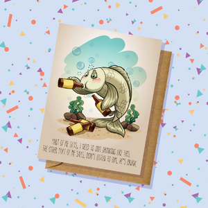 Drunk Fish Birthday Greeting Card