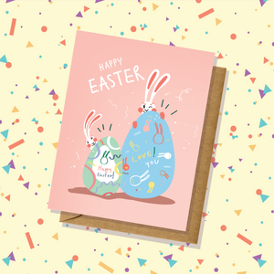 Two Bunnies Pastel Easter Card
