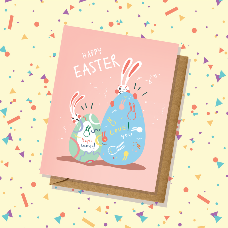 Two Bunnies Pastel Easter Card