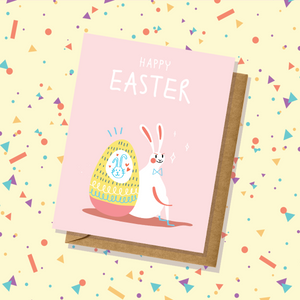 Bunny and Egg Pink Easter Card