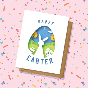 Bunny Spring Scene Easter Card