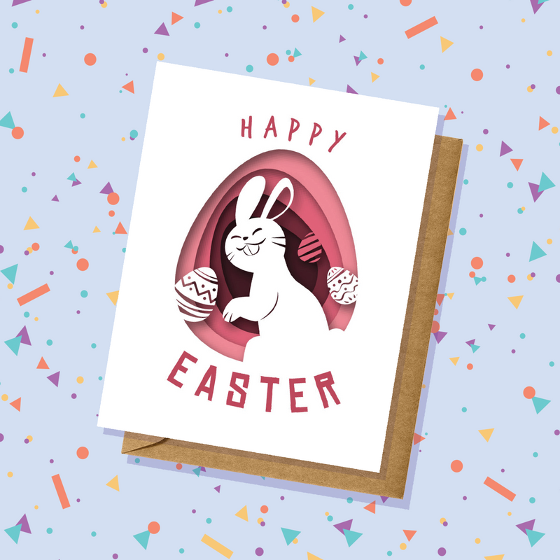 Bunny and Eggs Easter Greeting Card