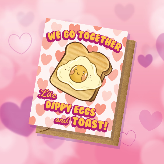 We Go Together Like Dippy Eggs and Toast Greeting Card Love Pun Anniversary Cards for Partners Kawaii Valentine's Day
