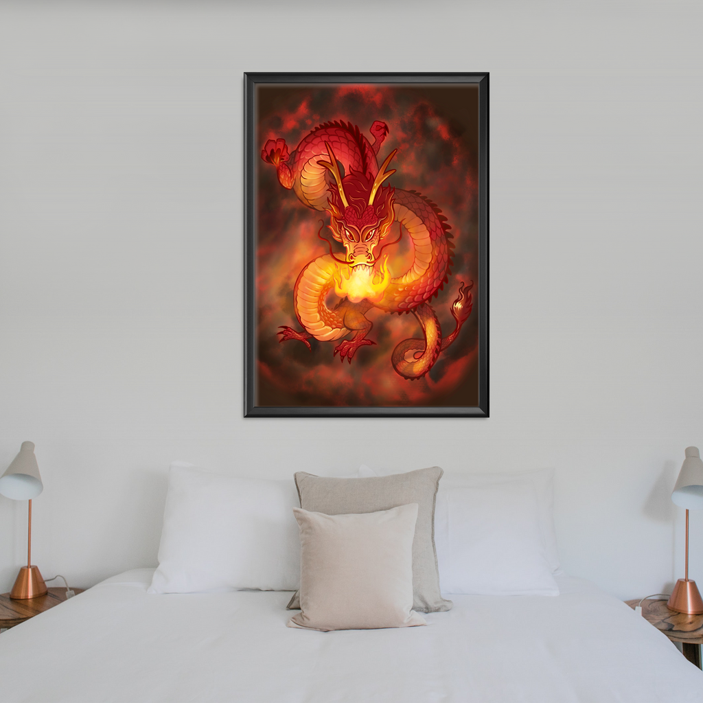 Fire Breathing Dragon Illustrated 20 x 28 Poster