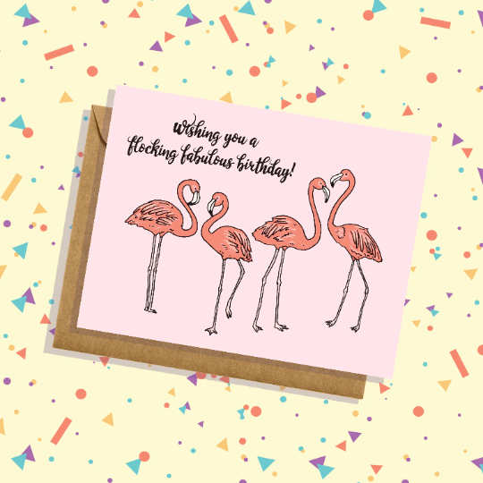 Flocking Fabulous Flamingos Birthday Card