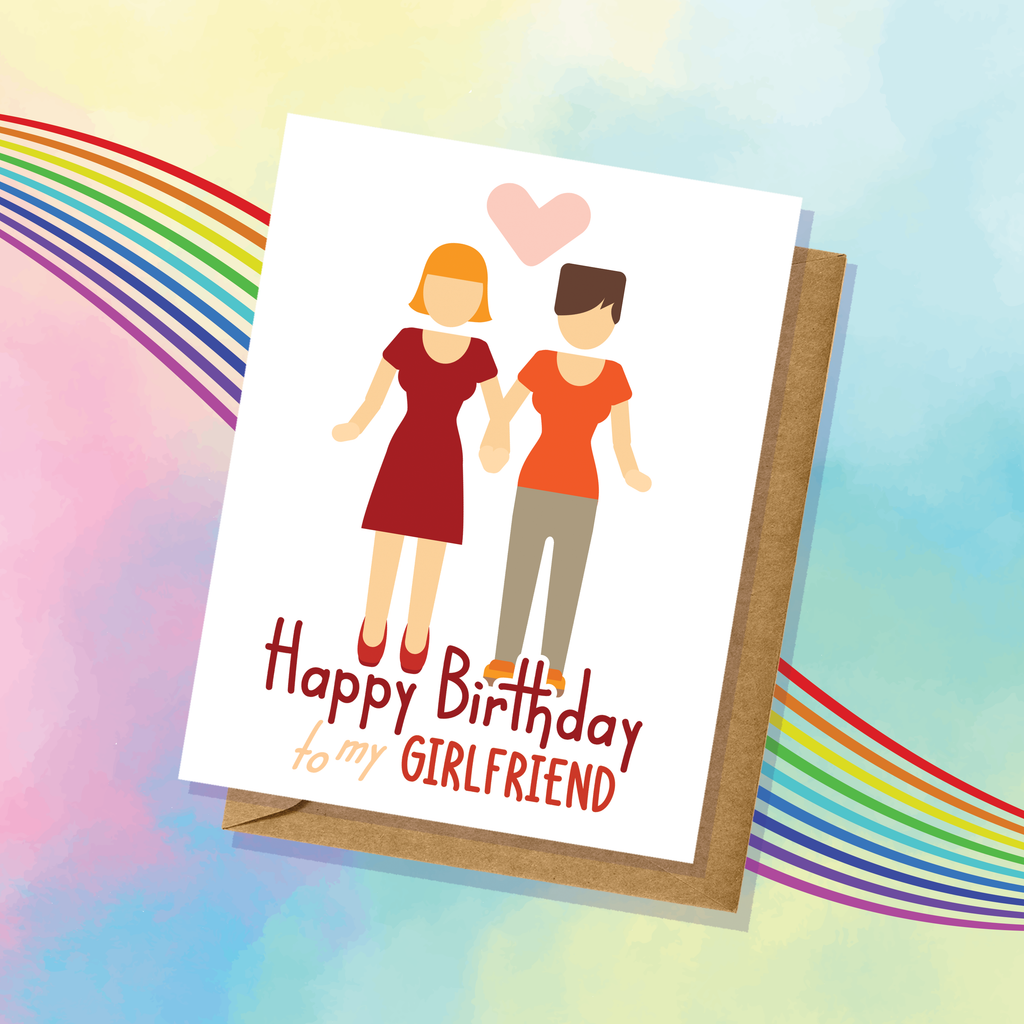Happy Birthday Girlfriend Gay Pride Card Ally Queer Lesbian LGBTQIA2+ Celebrate Handmade