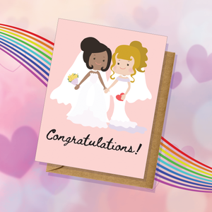 Lesbian Gay Pride Wedding Card Pride Ally LGTBQIA2+ Marriage Love