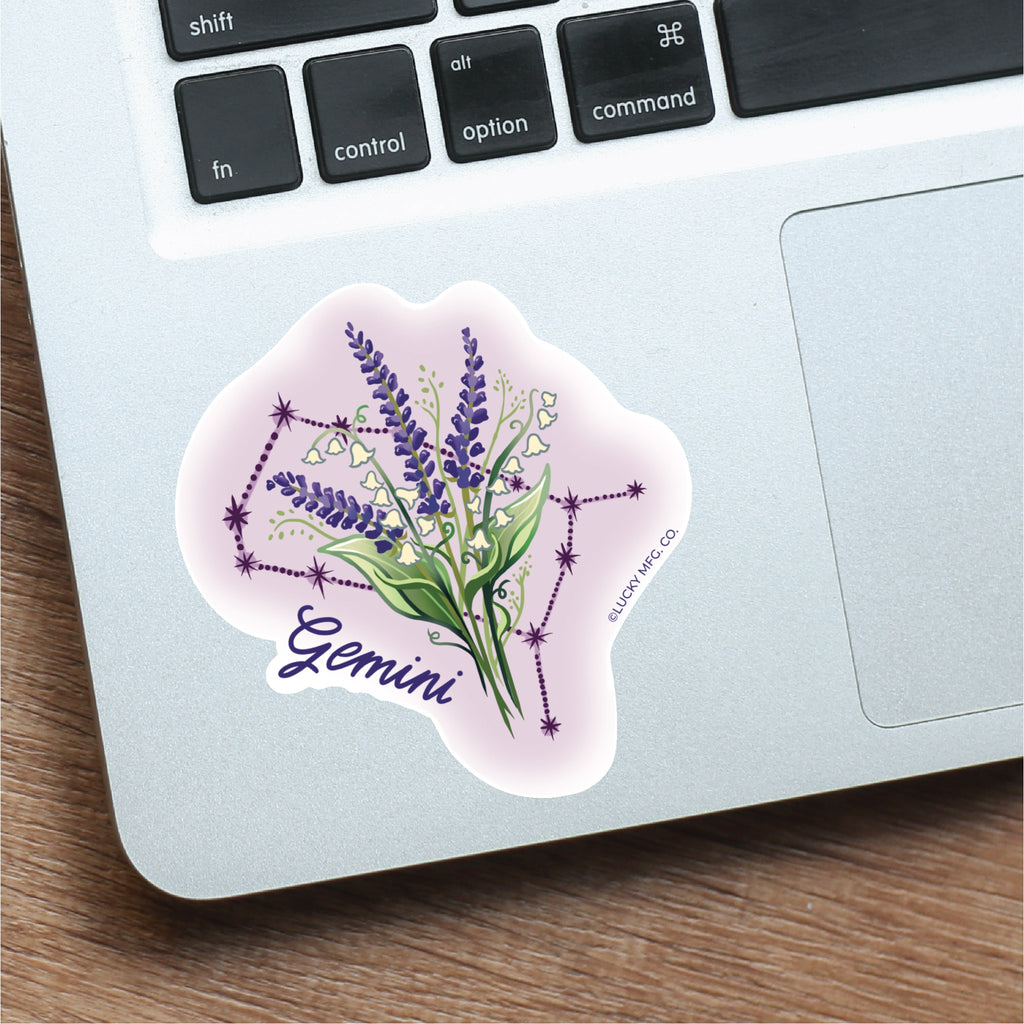 Gemini Zodiac Flower Vinyl Sticker