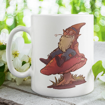 Gnome on Toadstool 11oz Mug