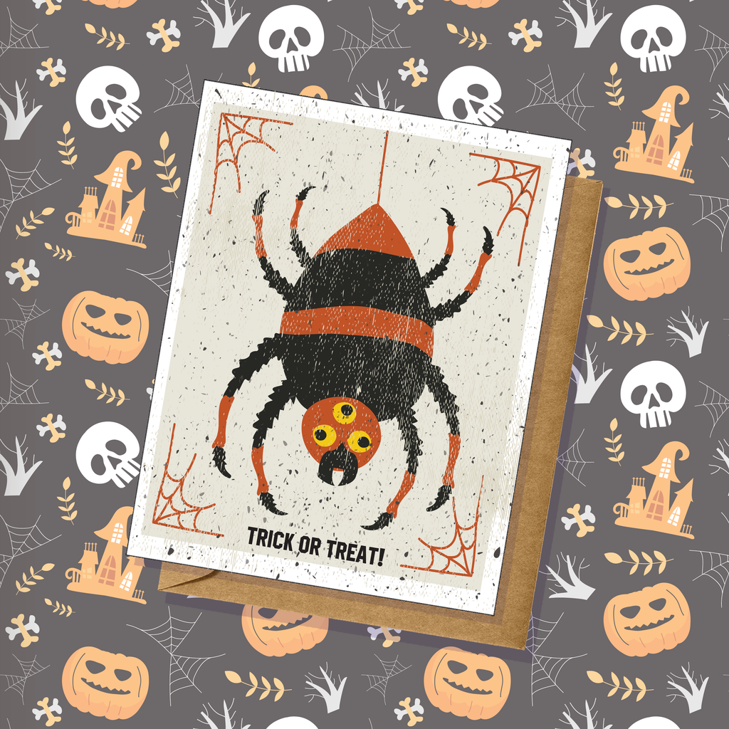 Halloween Hand-Illustrated "Trick or Treat" Greeting Card