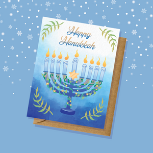 Happy Hanukkah Menorah Greeting Card