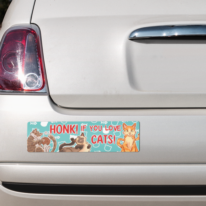 Honk If You Love Cats Vinyl Bumper Sticker