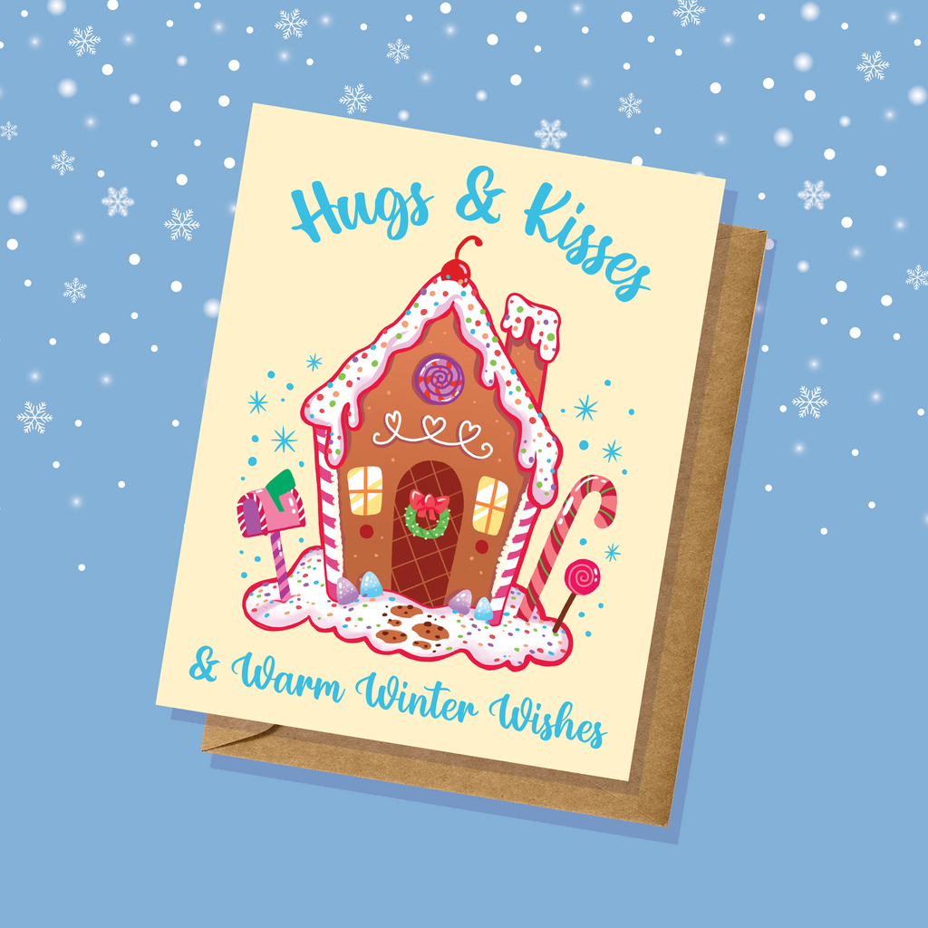 Hugs & Kisses & Warm Winter Wishes Holiday Card