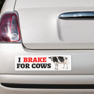 I Brake For Cows Vinyl Bumper Sticker