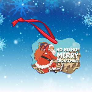 Santa Claus Ho Ho Ho Holiday Christmas Tree Ornament || Hand-Illustrated || Made in USA || Saint Nick ||