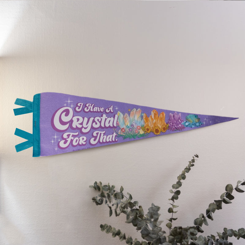 "I Have a Crystal for That" Original Hand-Illustrated Pennant || New Age || Crystal Lover ||
