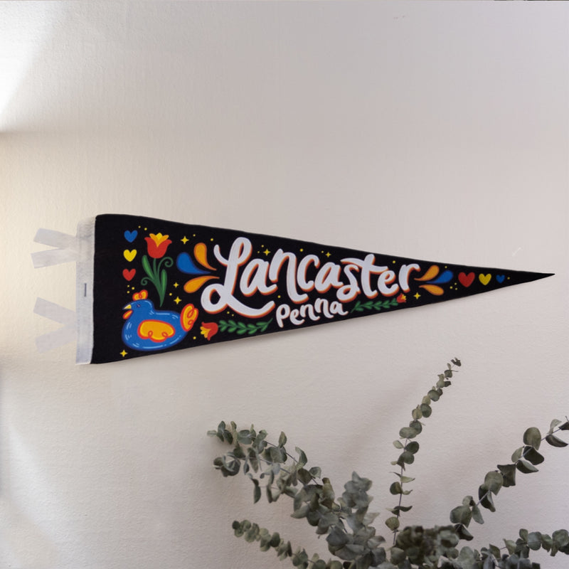 Lancaster, Pa Decorative Original Hand-Illustrated Pennant || Chicken || Lancaster County