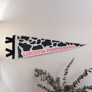 Lancaster Pa Cow Print Hand-Illustrated Pennant || Lancaster City || Lancaster County