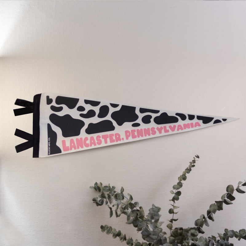 Lancaster Pa Cow Print Hand-Illustrated Pennant || Lancaster City || Lancaster County