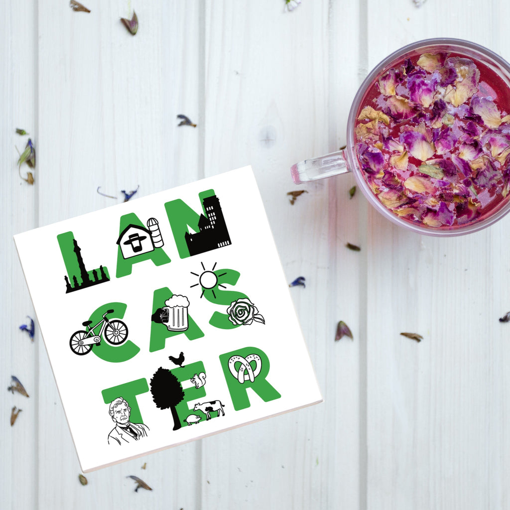 Lancaster Green Iconic Letters Coaster || Lancaster PA