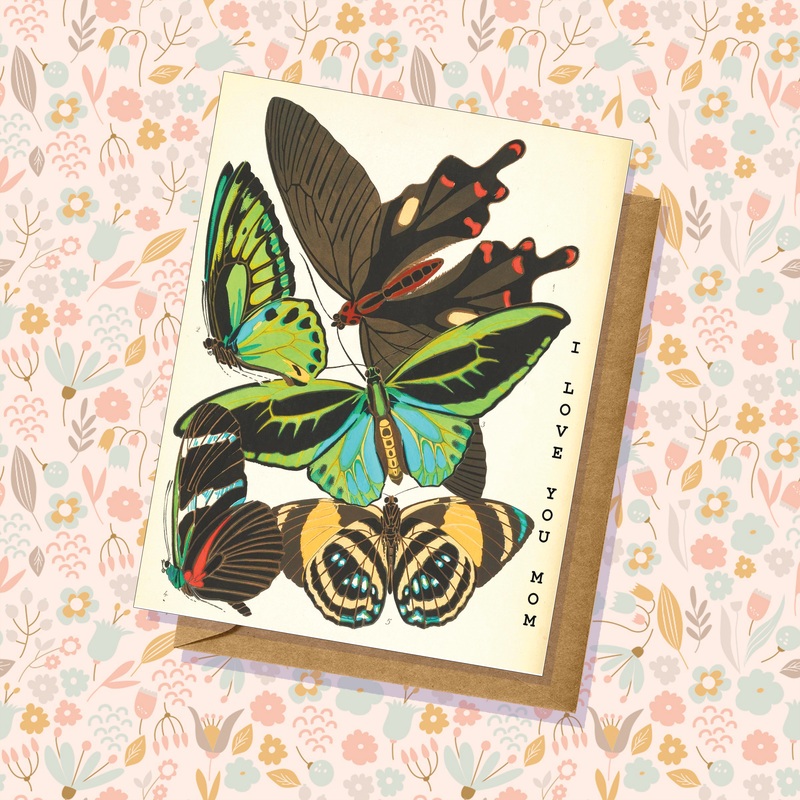 Vintage Hand-Illustrated Butterfly Mother's Day Card