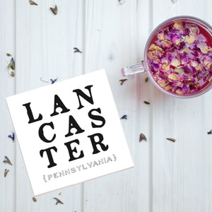 Lancaster "LAN CAS TER" Wht Coaster || Pennsylvania