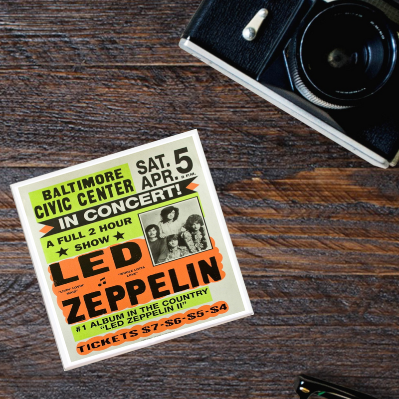 Led Zeppelin Vintage Ticket Poster Coaster