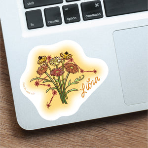 Libra Zodiac Flower Vinyl Sticker