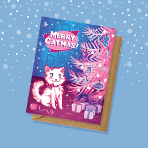"Merry Catmas" Cat Pun Holiday Card