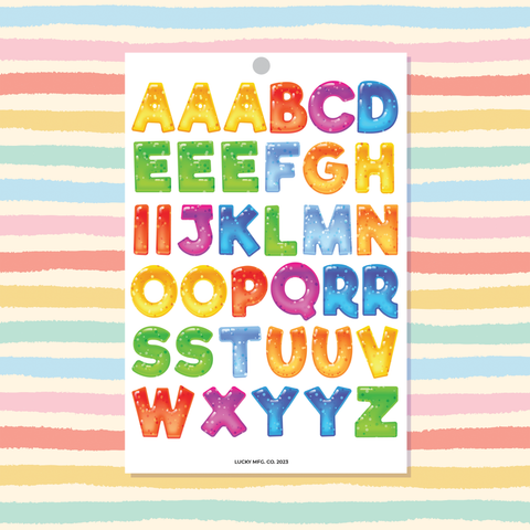 Large Rainbow Bubble Letter Alphabet Stickers