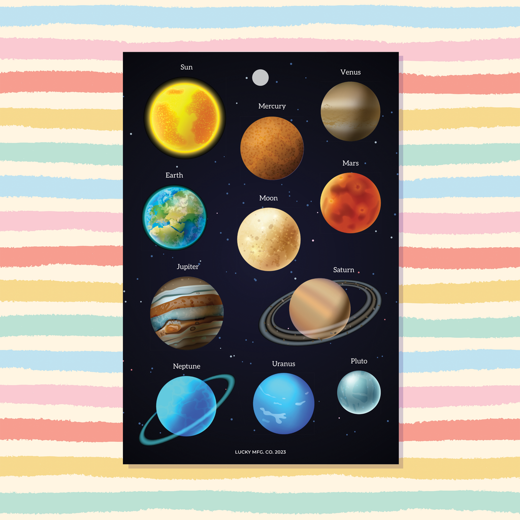 The Solar System 4x6 Vinyl Sticker Sheet