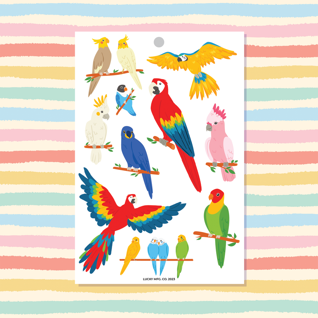 Tropical Birds 4x6 Vinyl Sticker Sheet