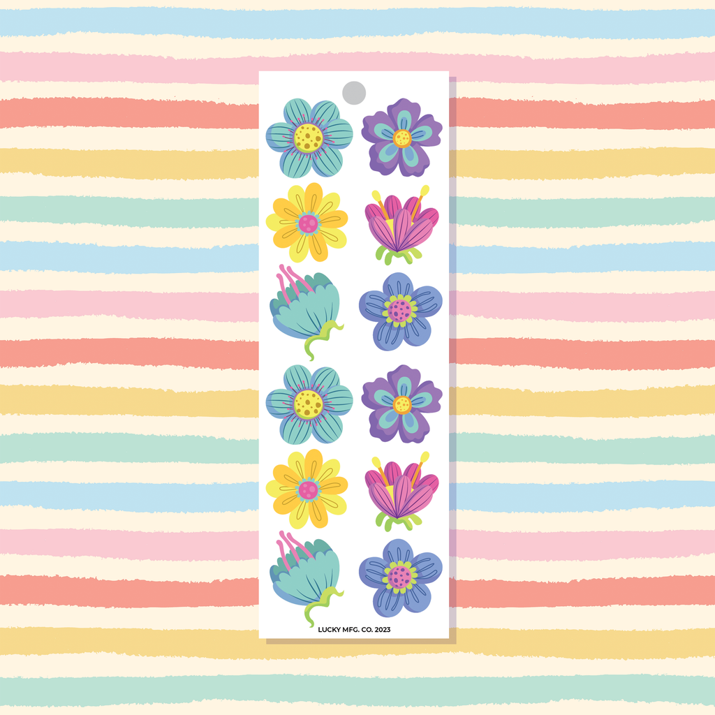 Cartoon Flowers Vinyl Sticker Strip