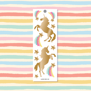 Gold Unicorns and Shooting Stars Sticker Strip