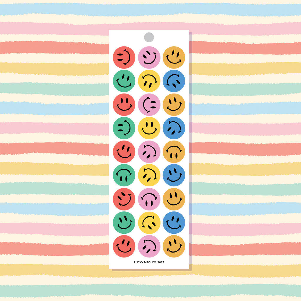 Multicolor Smiley Faces Vinyl Sticker Strip