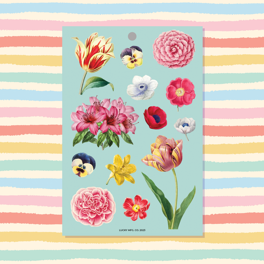 Vintage-Inspired Flowers 4x6 Vinyl Sticker Sheet