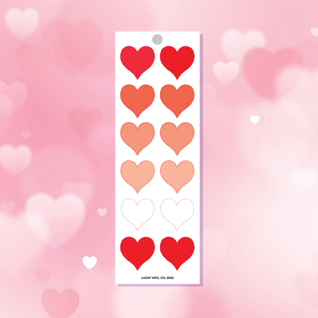 Red Gradient Hearts Valentine's Day Vinyl Sticker Strip