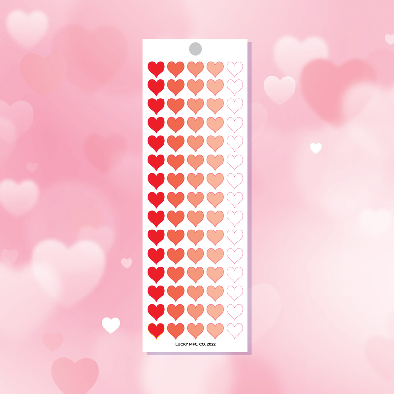 Tiny Red Gradient Hearts Valentine's Day Vinyl Sticker Strip