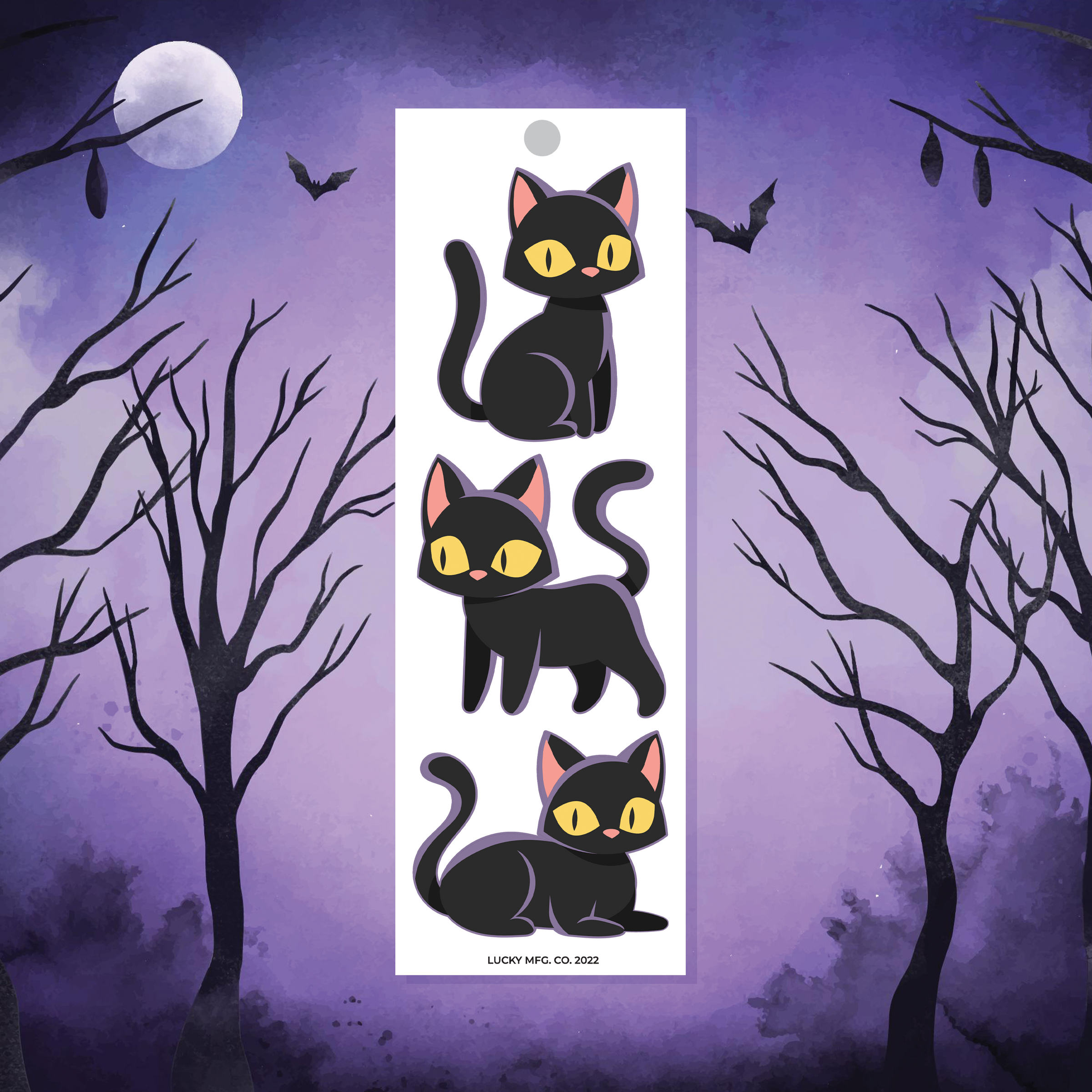 Spooky Cute Black Cat Vinyl Sticker Strip – Madcap & Co