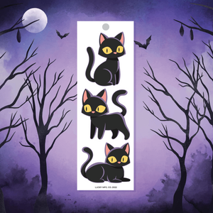 Spooky Cute Black Cat Vinyl Sticker Strip