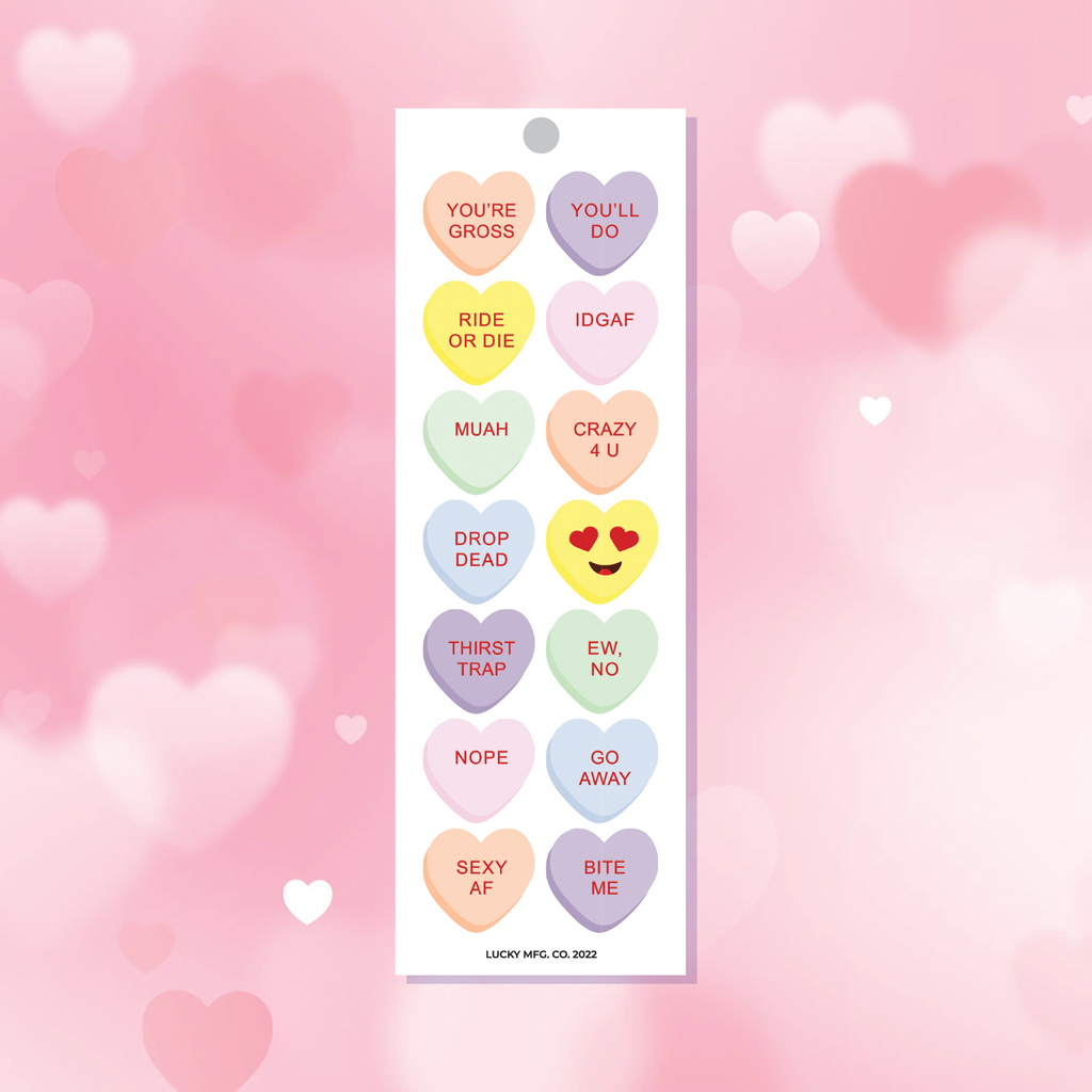 Sweet and Sassy Conversation Hearts Valentine's Day Vinyl Sticker Strip