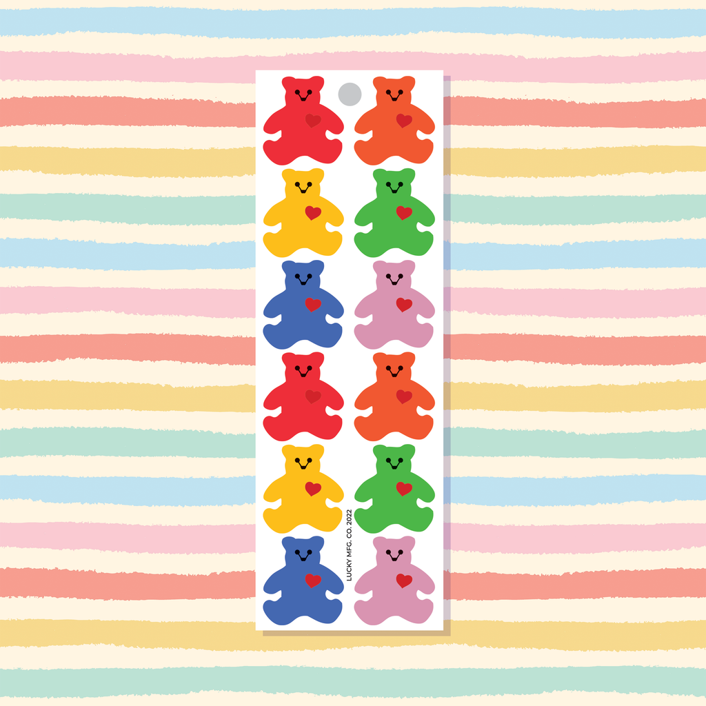 Rainbow Teddy Bears Vinyl Sticker Strip